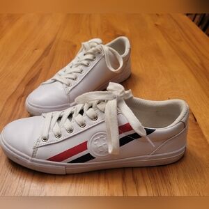 White Tommy Hilfiger Sneakers with Red and Blue